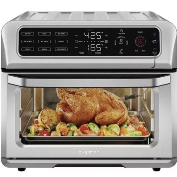 "Chefman 20qt 9-in-1 Air Fryer Toaster Oven, Probe Thermometer" - Picture 1 of 3